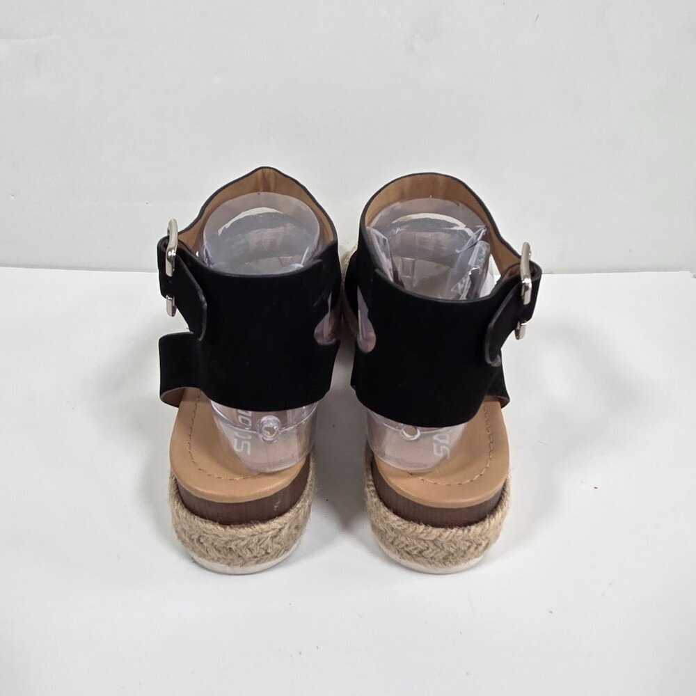 Soda Topic platform espadrille sandals Women's Open Toe Ankle Strape Black Size - Picture 4 of 7